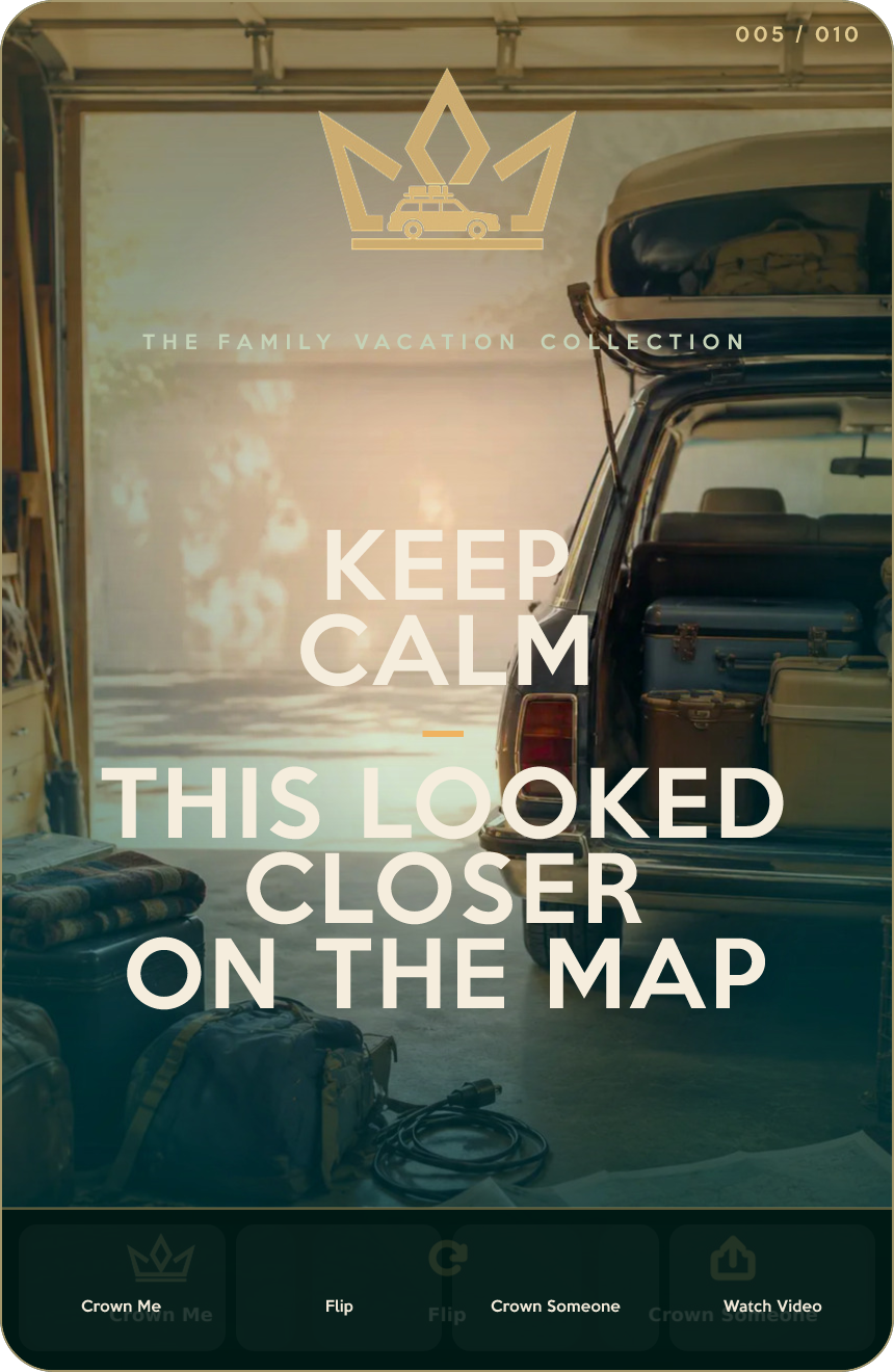 KEEP CALM — THIS LOOKED CLOSER ON THE MAP — Family Vacation Crown design