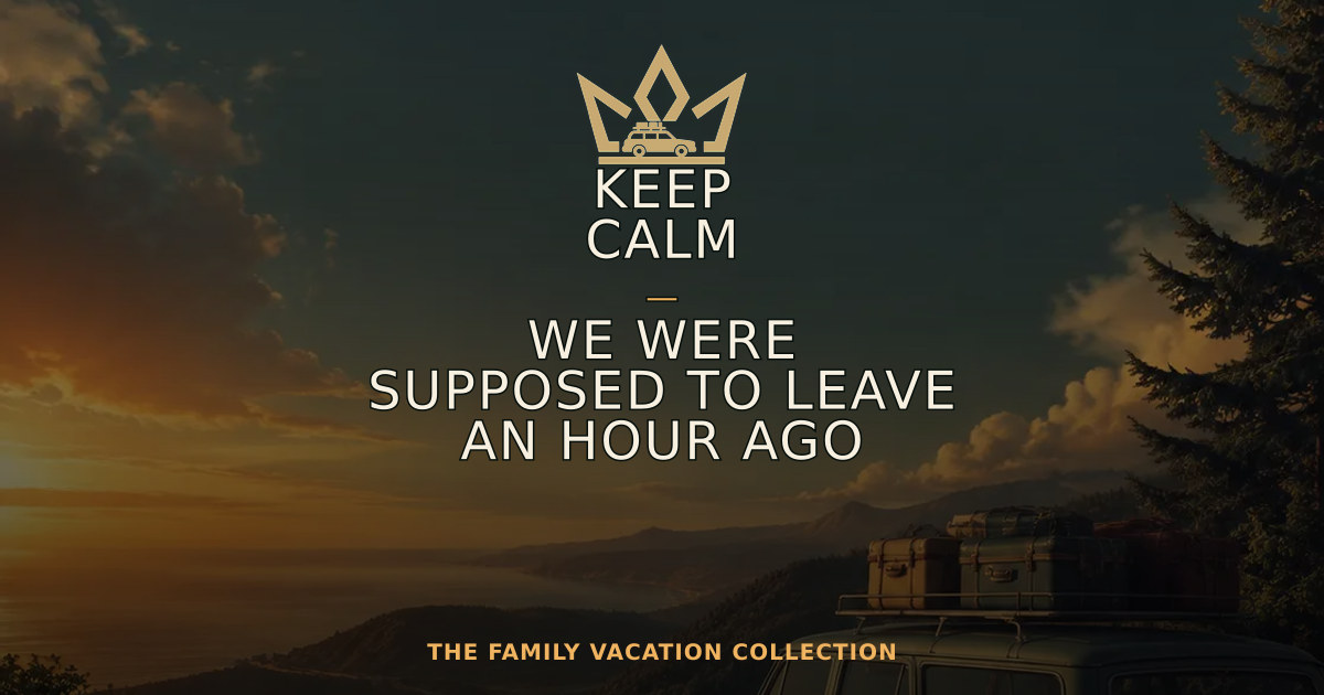 KEEP CALM — WE WERE SUPPOSED TO LEAVE AN HOUR AGO — Family Vacation Crown design