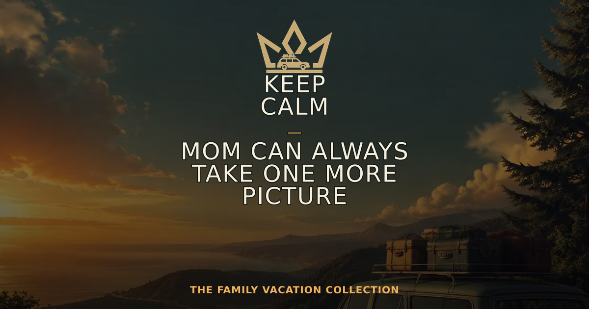 KEEP CALM — MOM CAN ALWAYS TAKE ONE MORE PICTURE — Family Vacation Crown design